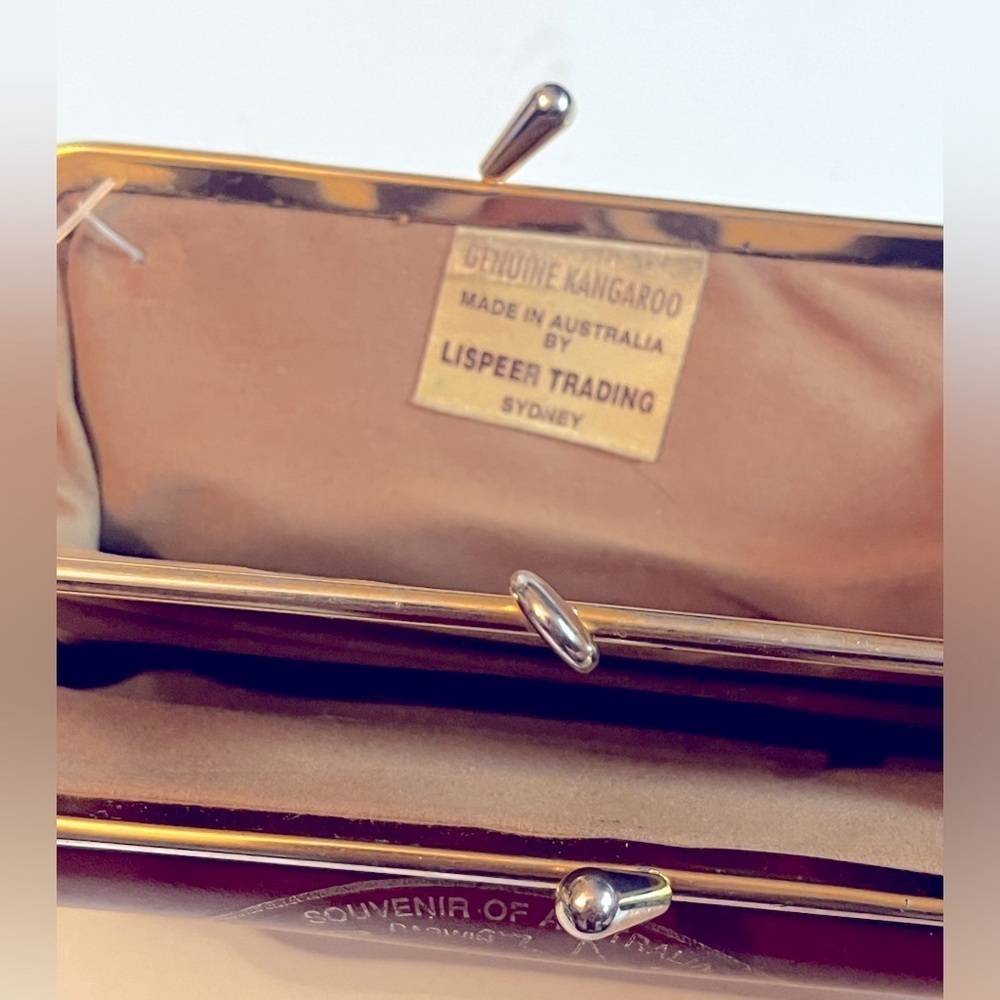 Vtg Lispeer Trading Genuine Kangaroo Sydney Coin Purse Gold Turnlock - Picture 8 of 12
